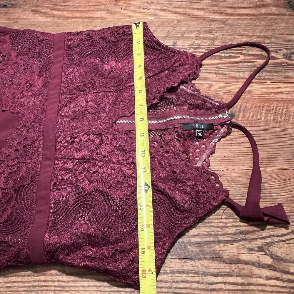 Y2K Whimsigoth Burgundy Slip Dress Sheer Lace Dark Fairy Romantic Witchy Vamp XL - Picture 13 of 16